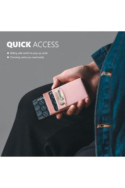 VULKIT Holder with EDC Pockets & ID Window RFID Blocking Pop Up Card Wallet S...