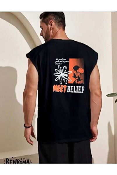 NIGRUM PARDUS Two Roses Back Printed 100% Cotton Large Size Sleeveless Men's ...