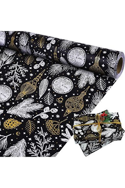 MAMUNU Christmas Wrapping Paper Roll,15m Snowflake Kraft Gift Wrapping Paper ...