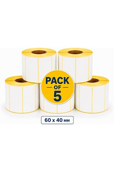 Generic عبوة تحتوي على 5 لفات، ملصقات باركود حرارية، مقاس 60 مم × 40 مم، قطر ...