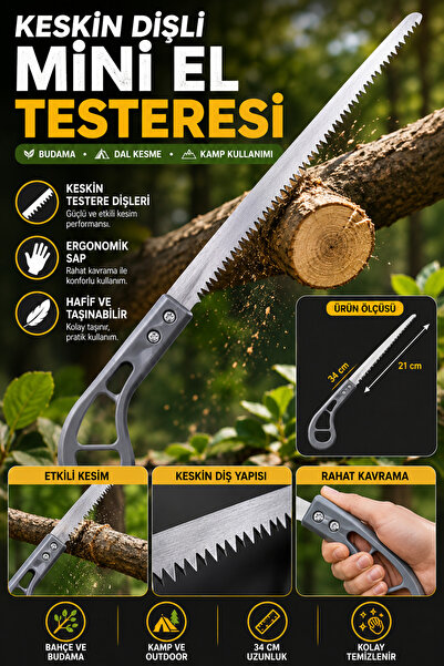 Hane Dostu Mini El Testeresi Keskin Dişli Budama ve Dal Kesme Testeresi Ergon...