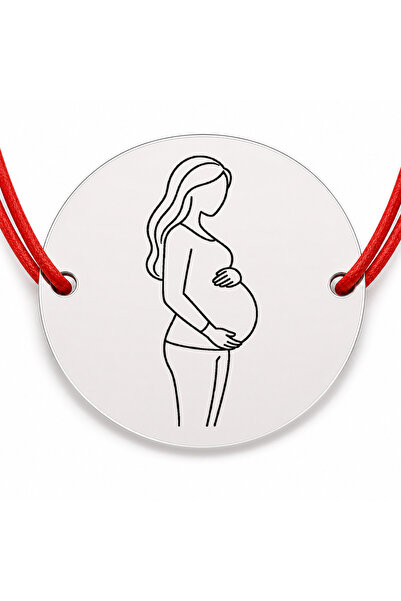 Simoshop Brățară argint 925 cu bănuț gravat viitoarea mămică, șnur roșu reglabil