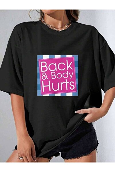 799 تي شيرت للجنسين مصنوع من القطن بنسبة 100% بتصميم 'Back & Body Hurts' - تص...