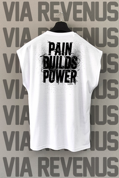 Vordevia تي شيرت رياضي مطبوع عليه عبارة "Pain Builds Power" بدون أكمام وياقة ...