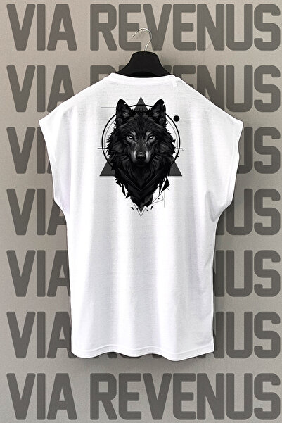 Vordevia تي شيرت رياضي برقبة دائرية وأكمام قصيرة مطبوع عليه Black Wolf