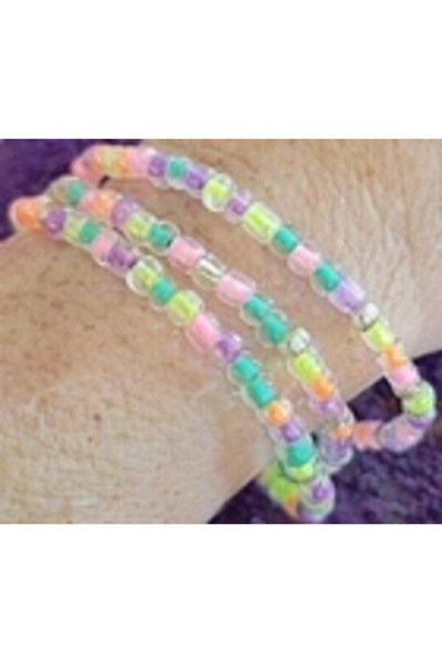 OEM Brățară sau colier cu mărgele de sticlă cu culori pastelate neon și curcubeu