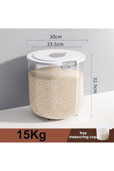 MLADEN Grain Storage Bucket, Airtight Rice Container with Pop Up Lid & Free M...