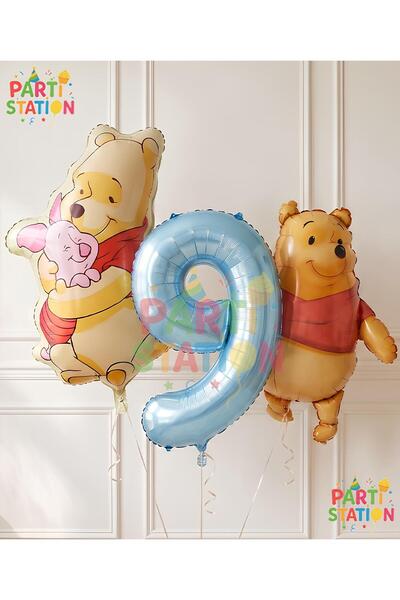 Parti Station Winnie the Pooh Concept 9 Year Old Balloon Set 3 Pieces