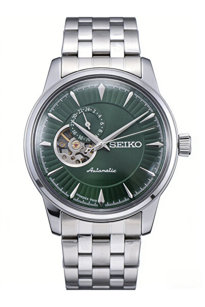 Seiko 5 SSA343J1 Men’s Green Dial Open Heart Automatic Mechanical Watch, Stai...