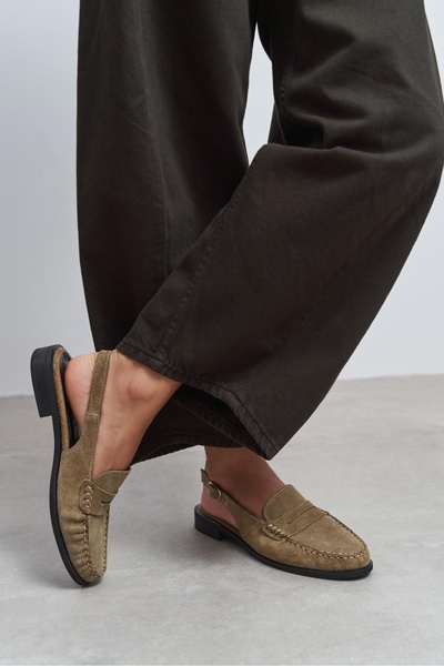 NİŞANTAŞI SHOES صندل نسائي من Tosky Rome مصنوع من الجلد السويدي باللون البيج ...