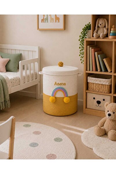 Secem Boutique XXL Kişiselleştirilmiş isimli oyuncak çamaşır sepeti, jüt sepet