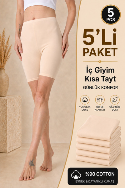 Altınay Women's 5-Pack Underwear Knee-Length Leggings - 90% Cotton