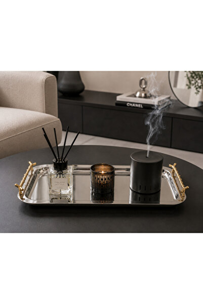 SUNVERA ÇELİK Luxury Gold Dal Kulplu Aynalı Paslanmaz Çelik Dekoratif Sunum T...