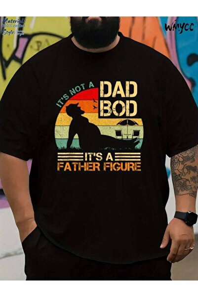 NOURAM تي شيرت بمقاسات كبيرة بطبعة "Not Bod But Father Figure" برقبة دائرية ب...