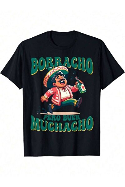 NOURAM تي شيرت بطبعة اقتباس إسباني مضحك من Borracho Pero Buen Muchacho، تي شي...
