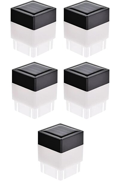 STARSTAR A set of 5 modern outdoor solar light poles, 5cm x 5cm LED fence pos...
