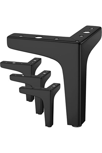 STARSTAR A set of four black furniture legs, each 10 cm long and supported by...