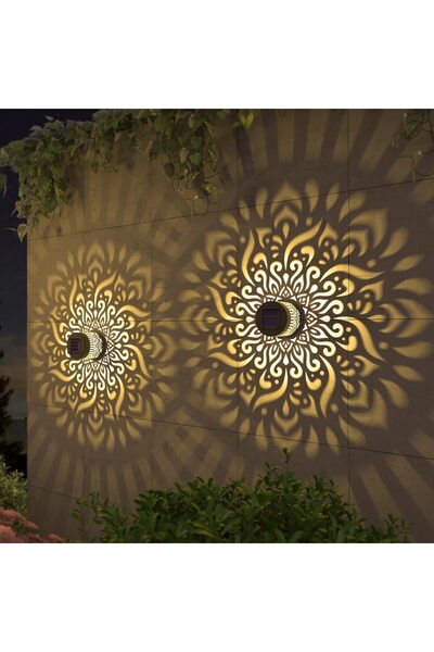 STARSTAR 2-Pack Solar Fence Lights Metal Outdoor Deck Step Wall Sconces Manda...