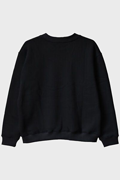 lofux Santa Claus Siyah Bisiklet Yaka Sweatshirt