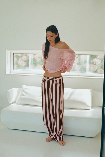 Pull & Bear Çizgili barrel jean