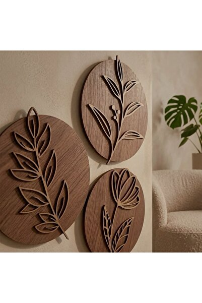lavmood Dekoratif MDF Ahşap Botanik Yaprak Duvar Dekoru 30x30 cm | Modern Min...