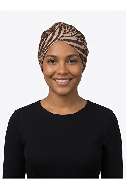 elysianfidan Cotton Zebra Patterned Hijab with Draped Waist and Agraf Detail ...