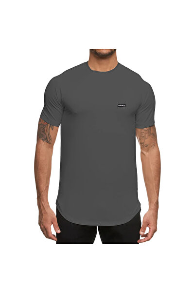 OEM Men's Grey Compression Sport T-Shirt, Cotton Muscle Fit, Size M