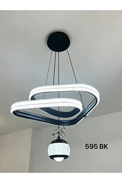 Generic Brand 595 أسود – نجفة معلقة LED مودرن بحلقات متداخلة