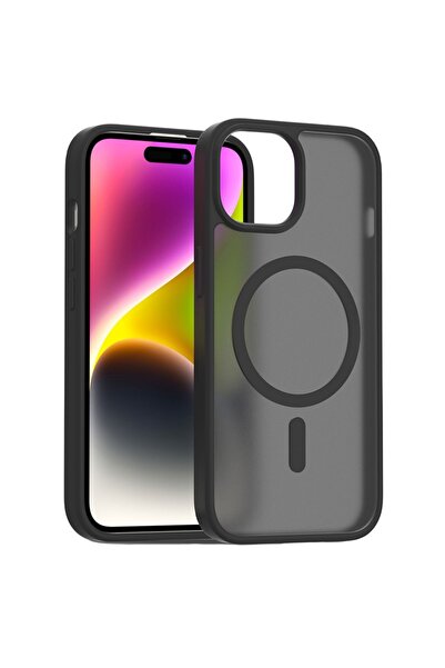 OEM Θήκη Τηλεφώνου για Apple iPhone 15 Plus 6.7 " Ημιδιαφανής Μαύρη Ματ MagSa...