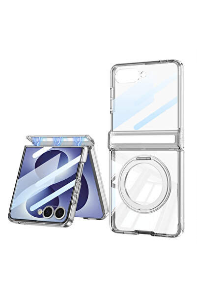 Nezih Case Galaxy Z Flip 8 Uyumlu Magsafe Sarj Destekli Halka Standlı Kapak