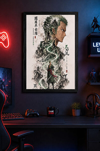 Charmbi Poster Zoro Regele Iadului cu ramă din lemn negru, imprimare digitală...