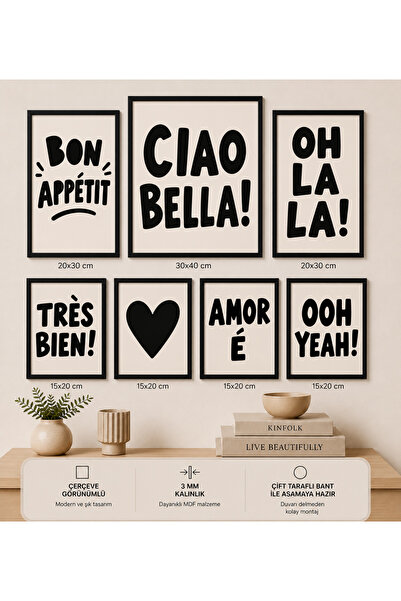 UNT 7-dijelni set modernih slika sa izgledom okvira | Retro i pop art | Motiv...