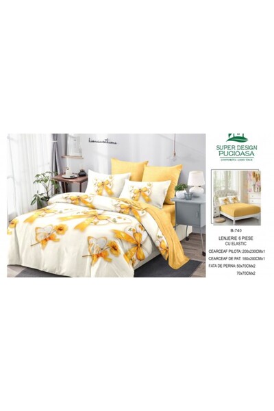 Pucioasa Set de lenjerie de pat gros Finet, 6 piese, cu cearșaf cu elastic BBA52