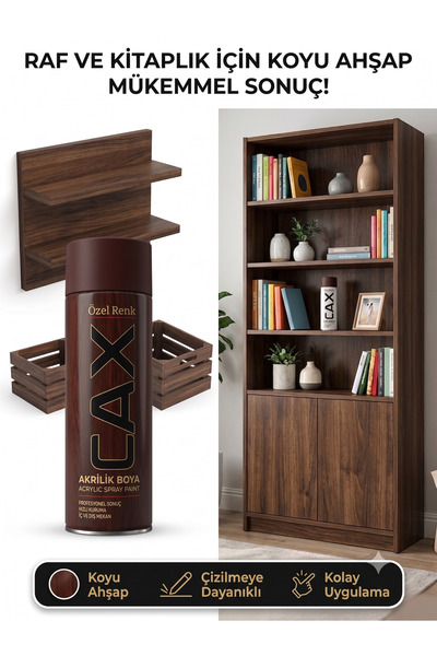 caxcolors CAX Akrilik Sprey Boya 400 ml – Mobilya, Raf, Kitaplık ve Ahşap Hız...