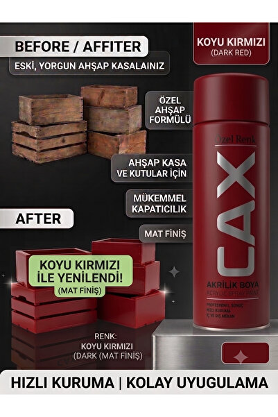 caxcolors CAX Akrilik Sprey Boya Krom Rengi 400ml - Ahşap Kasa ve Kutular İçi...