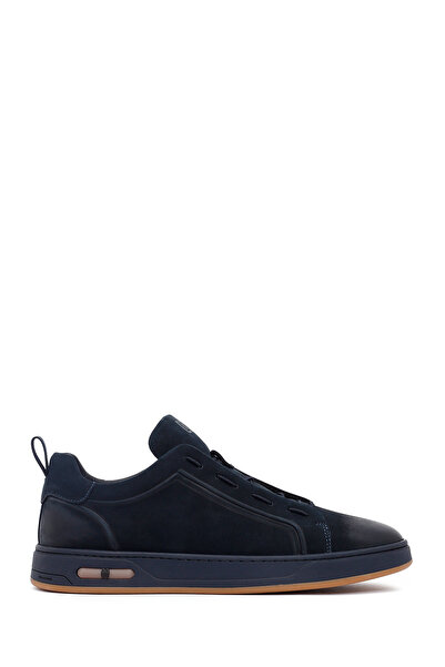 Derimod Men's Navy Blue Lace-Up Nubuck Leather Sneaker Wm680001Dn