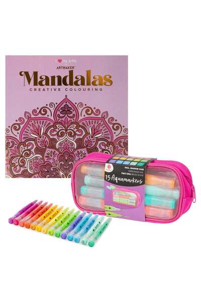 Decotime Set Carte de Colorat Antistres Mandala + 15 Markere, 48 pagini