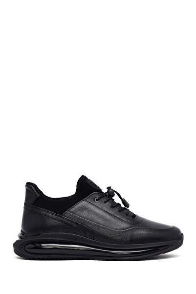 Derimod Men's Black Lace-Up Thick-Sole Leather Casual Sneaker Wm600011Df