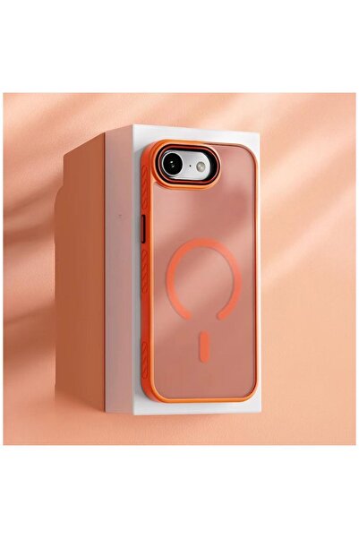 Zebana Apple iPhone 16e Uyumlu Kılıf Aura M-safe Silikon Kılıf Turuncu