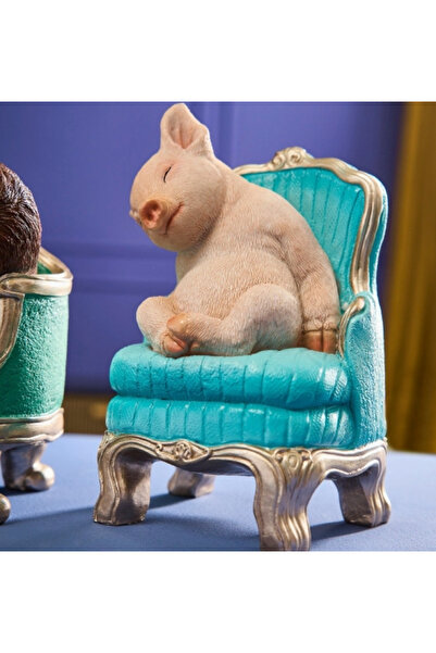 OEM Pig on Armchair Polyresin Figurine – 22 cm Decorative Pig Ornament