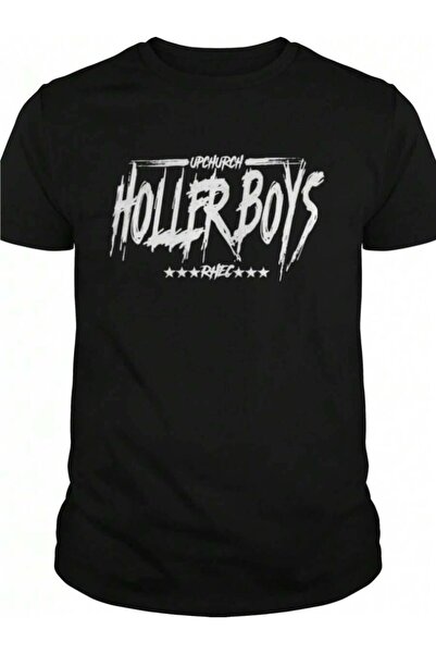 k222 تي شيرت رجالي أسود بطبعة 'Holler Boys' و'Hail Mary' من Upchurch، إصدار م...