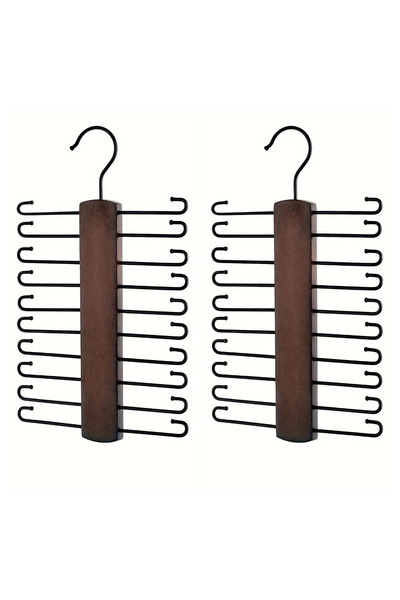 Choice brown-2pcs 1 Wooden Tie Storage Rack with 360 Degree Rotation, Vintage...