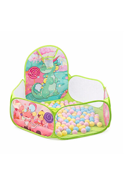 KidMania Piscină de joacă tip bassinet cu coș de baschet pentru copii, pliabi...