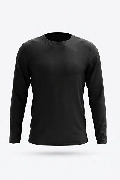 KİAGU T-Shirt Erkek Çocuk Basic Siyah Tişört Uzun Kollu %100 Pamuk Bisiklet Y...