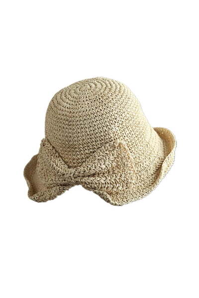 STARSTAR Women's Foldable Wide-Brimmed Soft Straw Hat, Stylish Woven Bow Sun ...