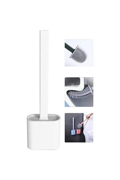 STARSTAR Flat silicone toilet brush with stand, flexible silicone toilet brus...