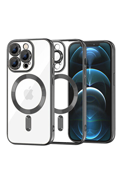 Techsuit Husă pentru iPhone 12 Pro Max, Lux Crystal MagSafe, argintiu - negru