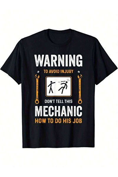 LİNA06 Funny Warning T-Shirt Mechanic Slogan Wrench/Car Parts Graphics (Don't...