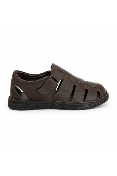 Castle Black Men's Genuine Leather Daily Comfort Sandals-Brown (Cb805)