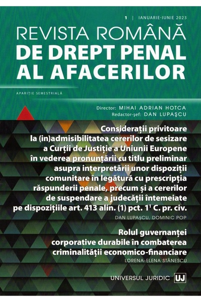Universul Juridic Revista romana de drept penal al afacerilor Nr.1 Ianuarie-I...